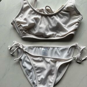 wild fable White Ribbed Two-Piece Bikini